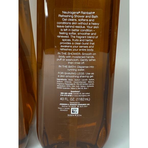 Lot of 2 Neutrogena Rainbath Refreshing Shower Bath Gel Skin Smoothing 40 Fl Oz - Picture 3 of 5
